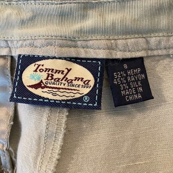 Tommy Bahama Hemp Blend Cropped Wide Leg High Waisted Pants Size 8 Khaki - Picture 3 of 5